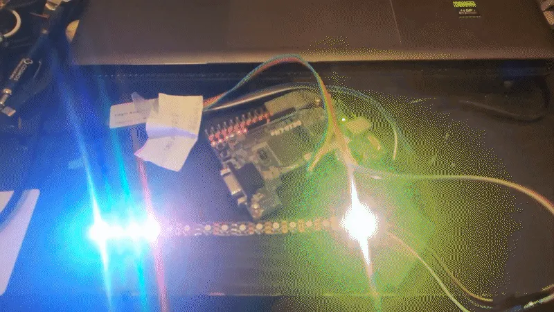 Still or GIF frame of the NeoPixels driver demo.